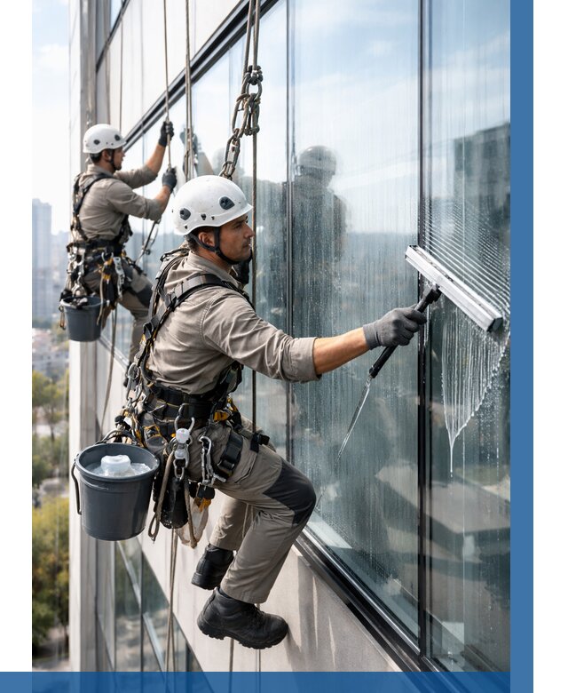 Мойка окон альпинистами в Климовске от 4558 р. | ВЫСОТНИК-Клс