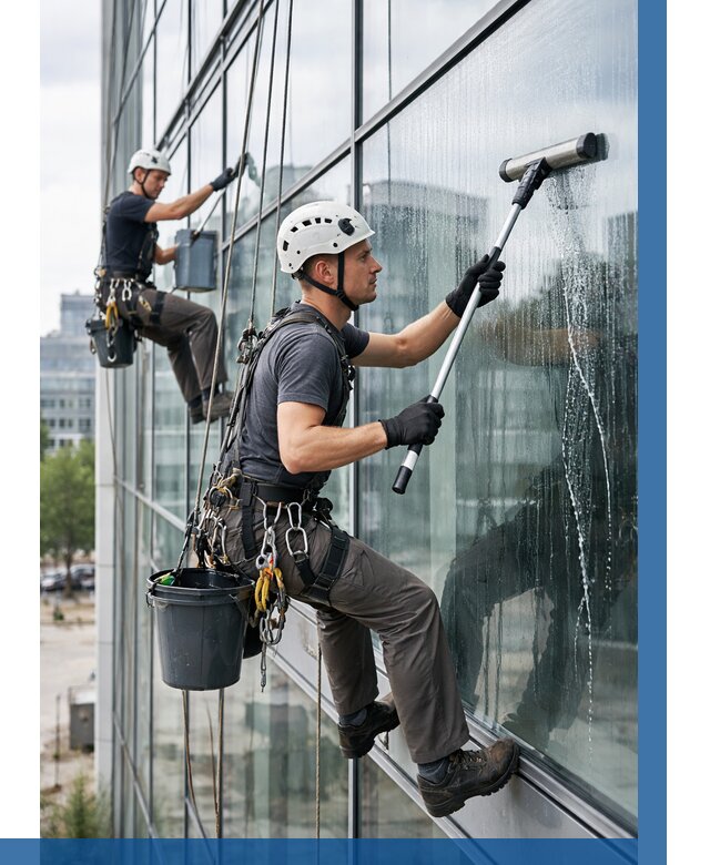 Мойка витражей альпинистами в Климовске от 709 р. под ключ|ВЫСОТНИК-Клс