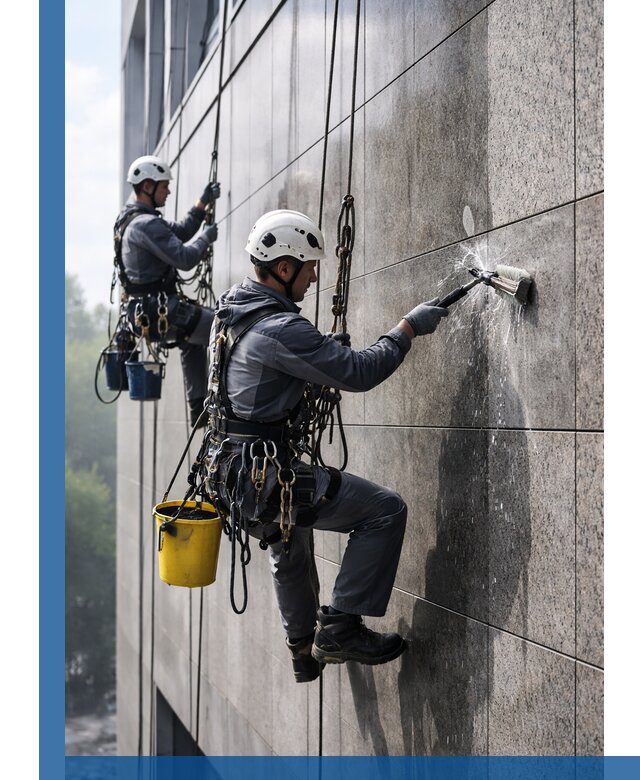 Профессиональная мойка фасада из керамогранита в Климовске