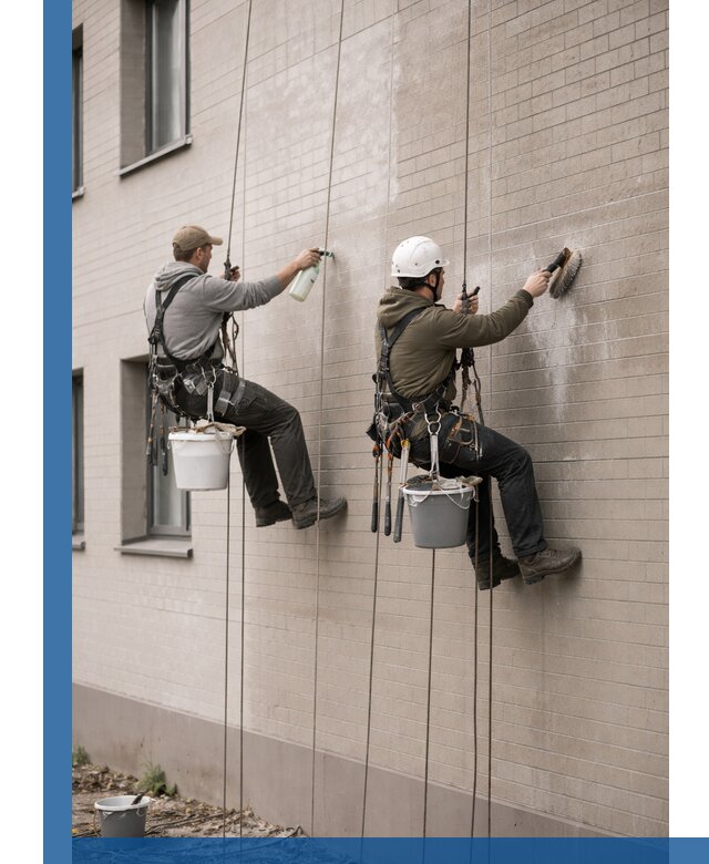 Удаление высолов с фасада зданий в Климовске без повреждений и следов