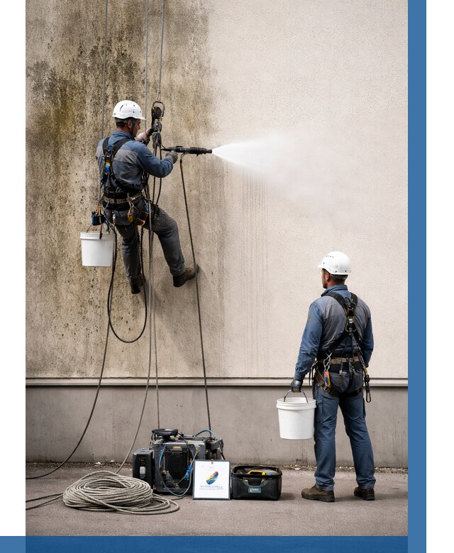 Очистка фасада от плесени в Климовске от 304 р. | ВЫСОТНИК-Клс