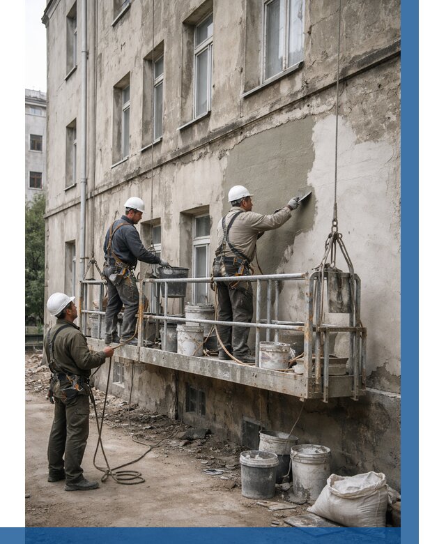 Капитальный ремонт фасада в Климовске от 4254 р. | ВЫСОТНИК-Клс