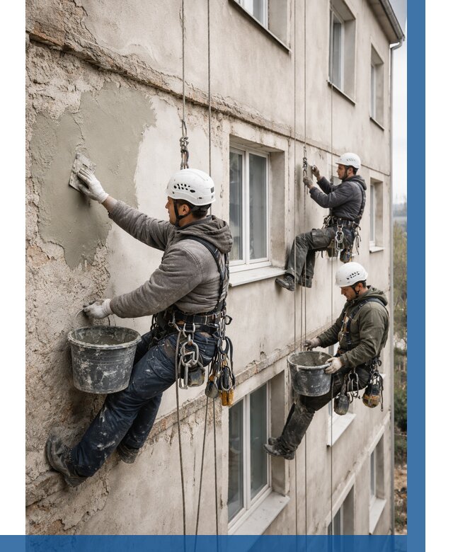 Ремонт штукатурного фасада в Климовске от 760 р. под ключ | ВЫСОТНИК-Клс