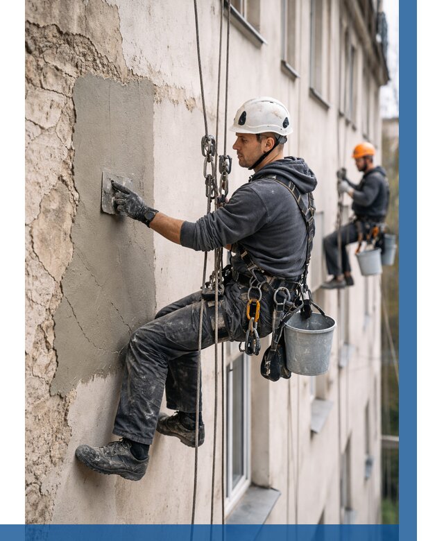 Восстановление штукатурки фасада в Климовске от 1215 р. | ВЫСОТНИК-Клс
