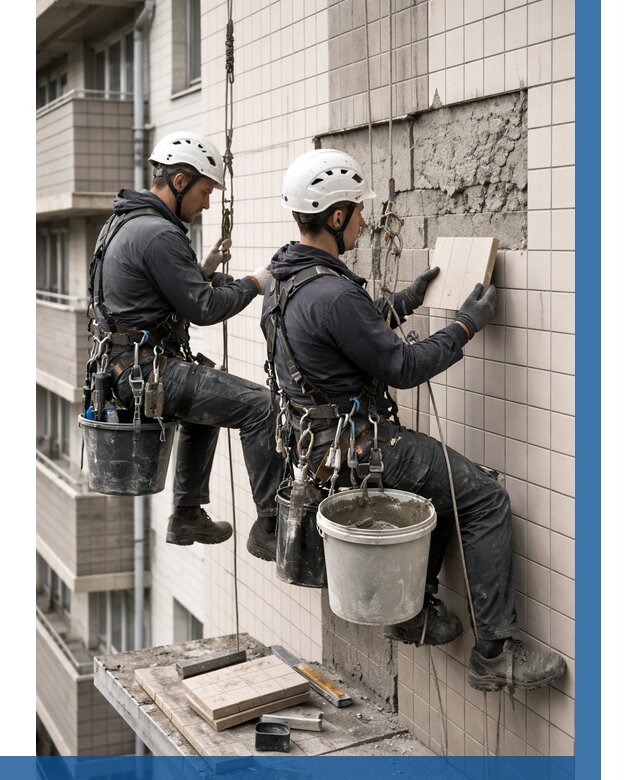 Ремонт облицовки фасада плиткой в Климовске от 1823 р. | ВЫСОТНИК-Клс