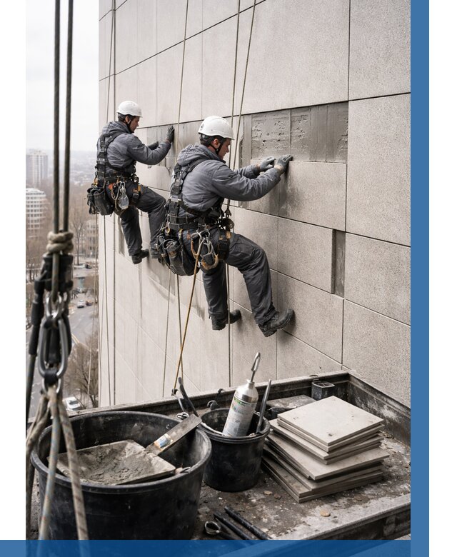 Ремонт фасада из керамогранита в Климовске от 2532 р. | ВЫСОТНИК-Клс