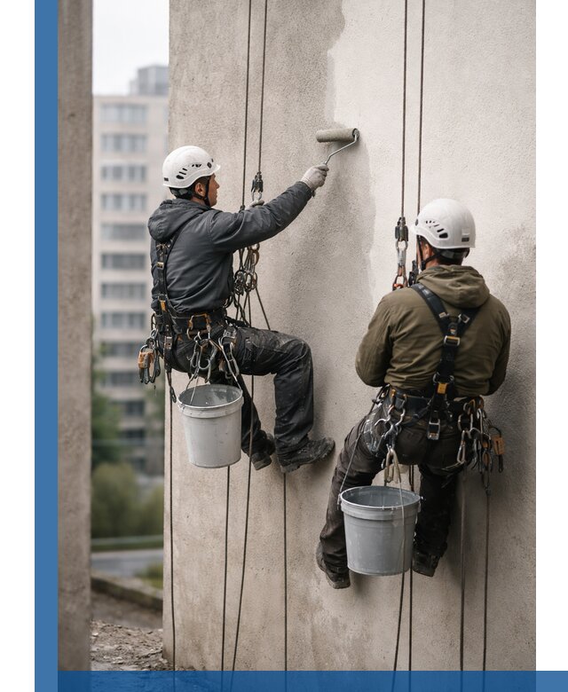 Покраска фасадов высотными альпинистами в Климовске с гарантией