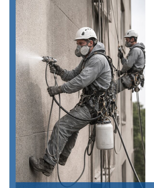 Безвоздушная покраска фасадов зданий в Климовске профессионально