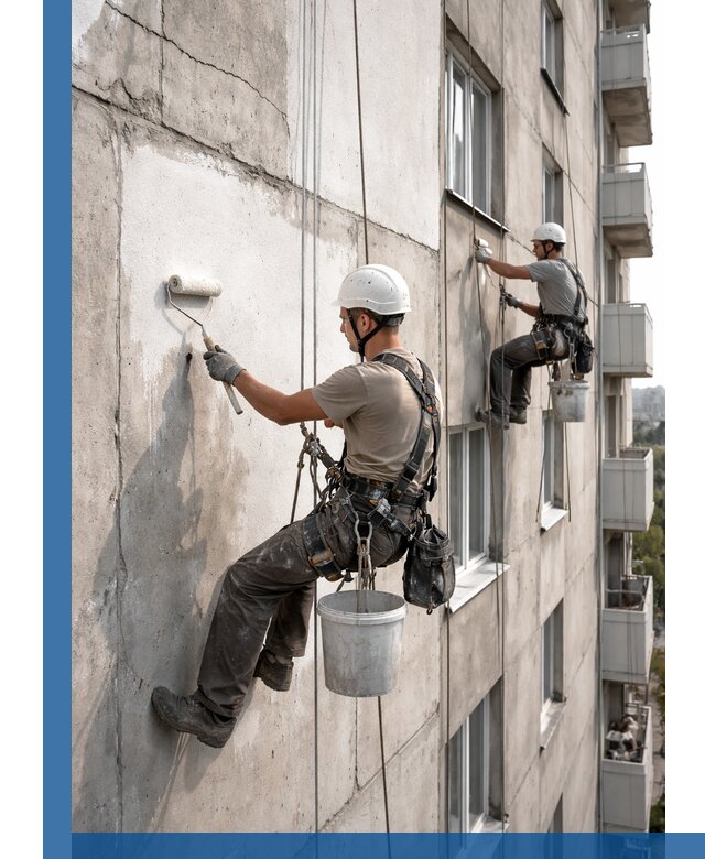 Покраска бетонного фасада в Климовске для жилых и промышленных объектов