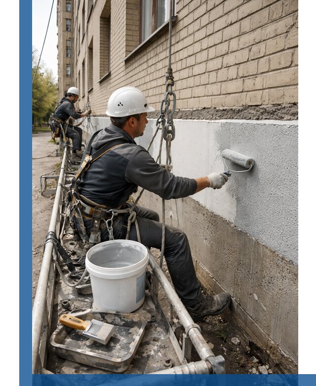 Окраска цоколя здания в Климовске профессионально и надежно
