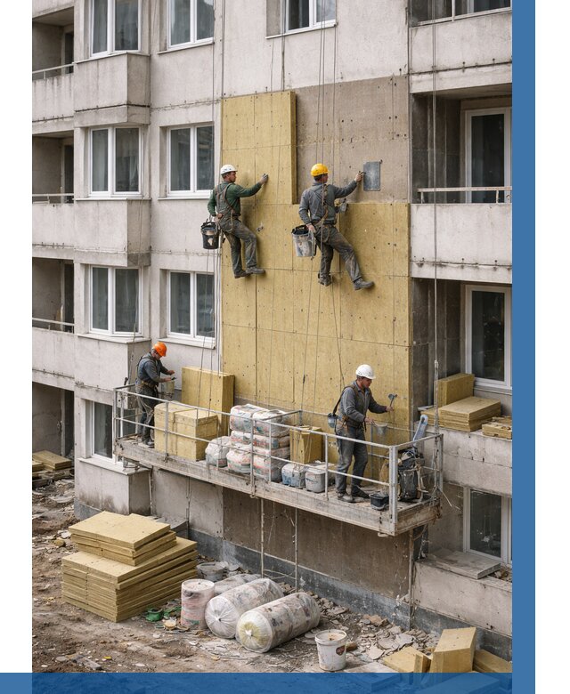 Утепление фасада минватой в Климовске от 1519 р. | ВЫСОТНИК-Клс