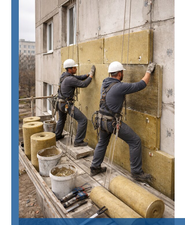 Утепление фасада минватой в Климовске под ключ с гарантией