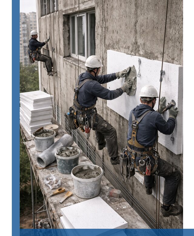 Утепление фасада пенополистиролом в Климовске под ключ