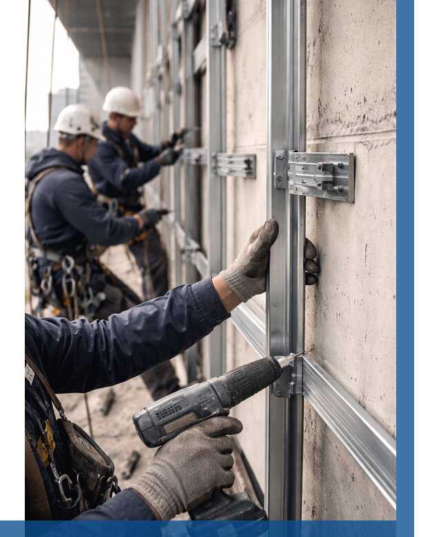 Монтаж подсистемы вентфасада в Климовске от 861 р. | ВЫСОТНИК-Клс