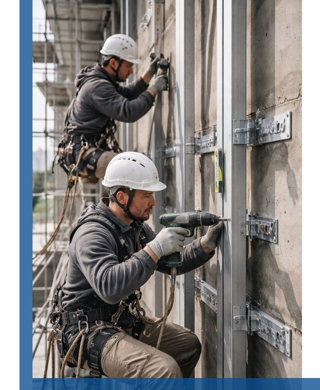 Монтаж и крепление подсистемы вентфасада в Климовске