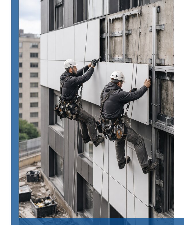 Монтаж композитных панелей фасада в Климовске под ключ