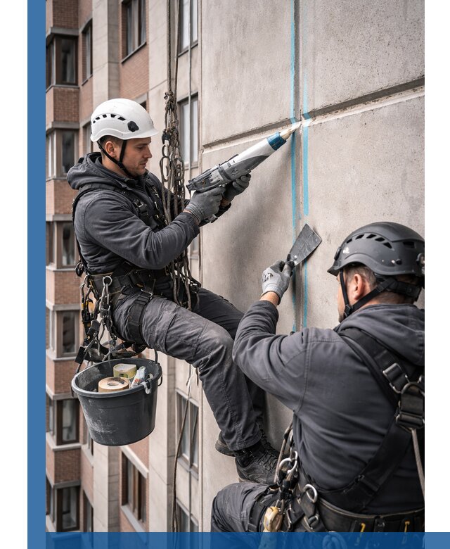 Вторичная герметизация швов фасада и кровли в Климовске