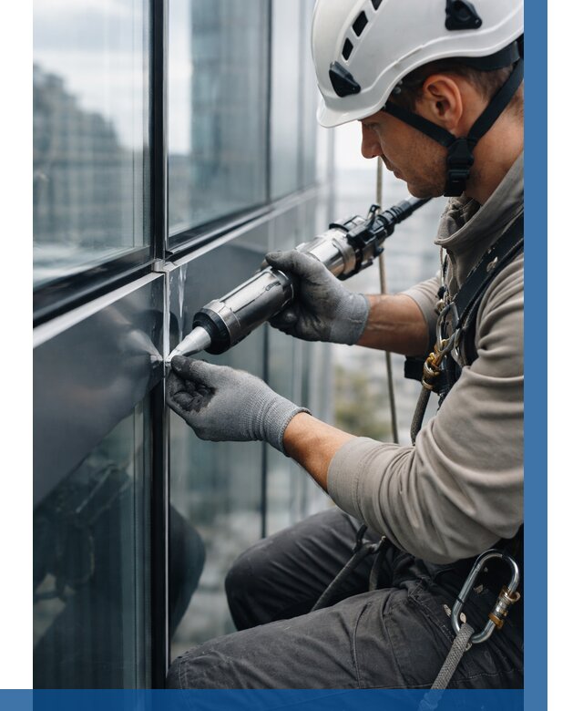 Герметизация стыков витража в Климовске от 1215 р. | ВЫСОТНИК-Клс