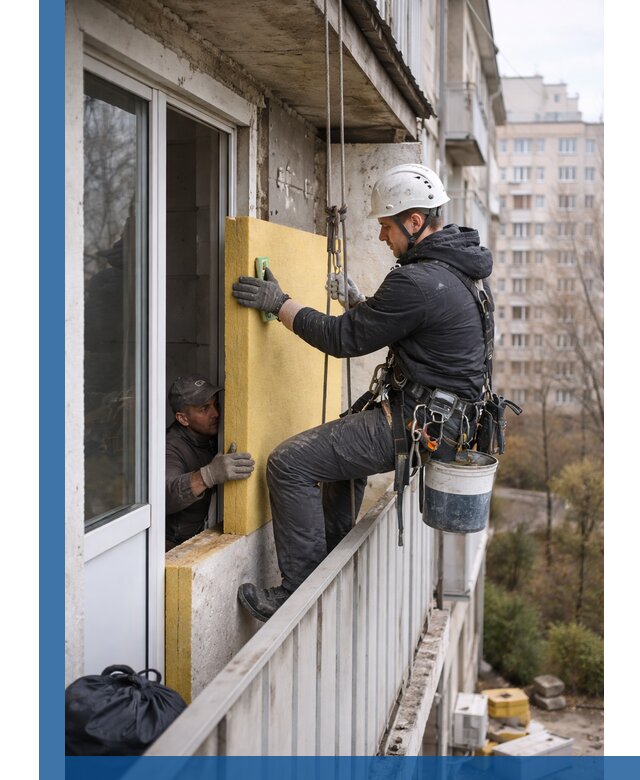 Профессиональное утепление балкона снаружи в Климовске под ключ