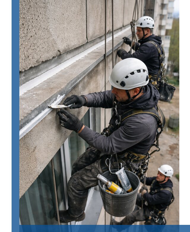 Герметизация примыкания балкона в Климовске под ключ с гарантией