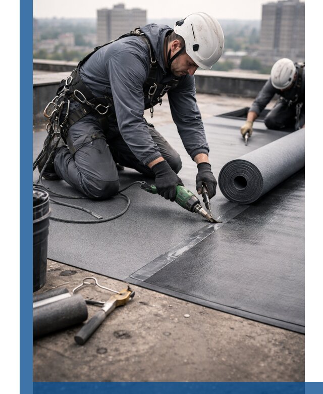 Ремонт мягкой кровли в Климовске с выездом промальпинистов