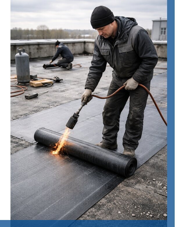 Ремонт наплавляемой кровли в Климовске от 709 р. | ВЫСОТНИК-Клс