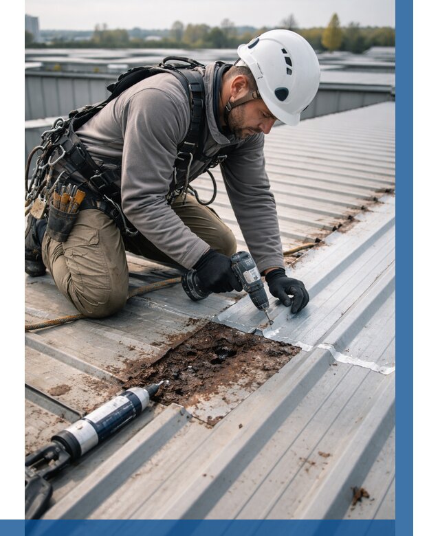 Ремонт профнастила на кровле в Климовске от 709 р. | ВЫСОТНИК-Клс