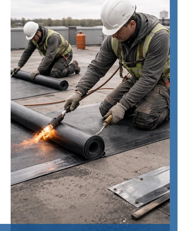 Монтаж наплавляемой кровли в Климовске от 861 р. — ВЫСОТНИК-Клс