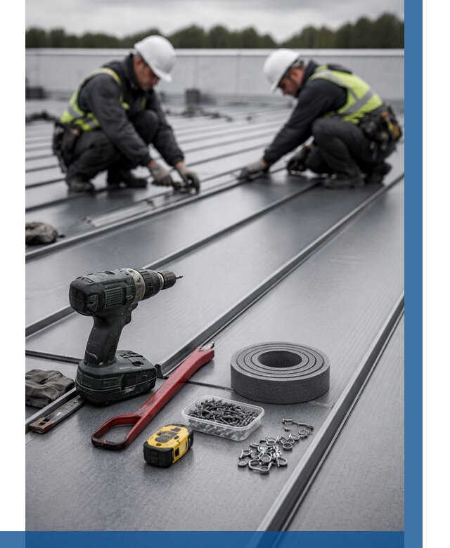 Монтаж фальцевой кровли в Климовске от 1823 р. | ВЫСОТНИК-Клс