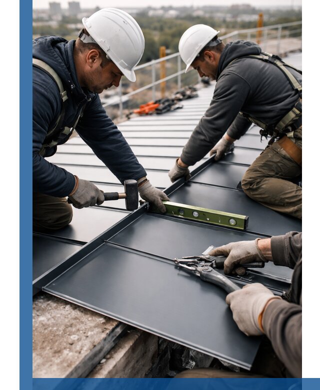 Монтаж фальцевой кровли в Климовске для промышленных зданий