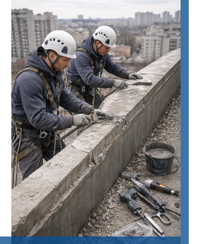 Ремонт парапета на кровле в Климовске от 1519 р. | ВЫСОТНИК-Клс