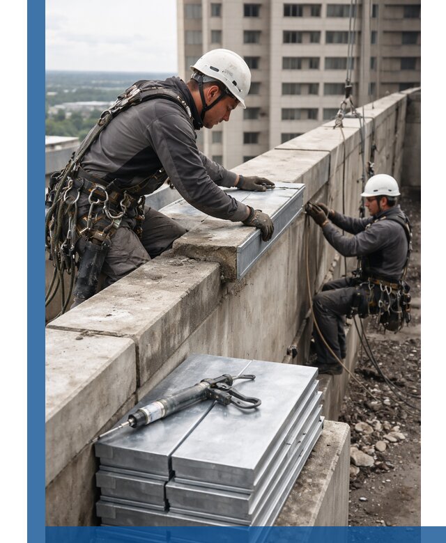 Замена парапетных крышек и установка новых в Климовске