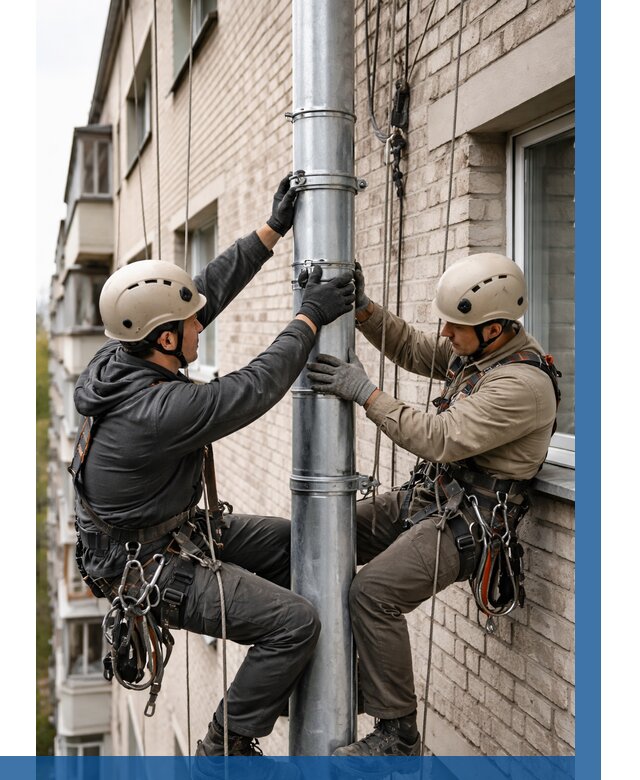 Замена водосточных труб в Климовске от 6583 р. | ВЫСОТНИК-Клс