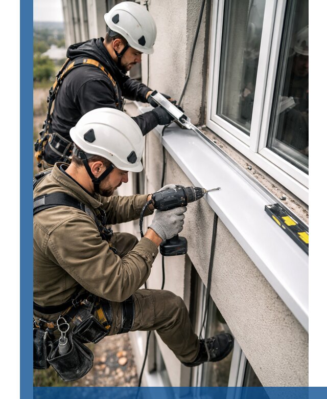Профессиональный монтаж оконных отливов и отведения воды в Климовске