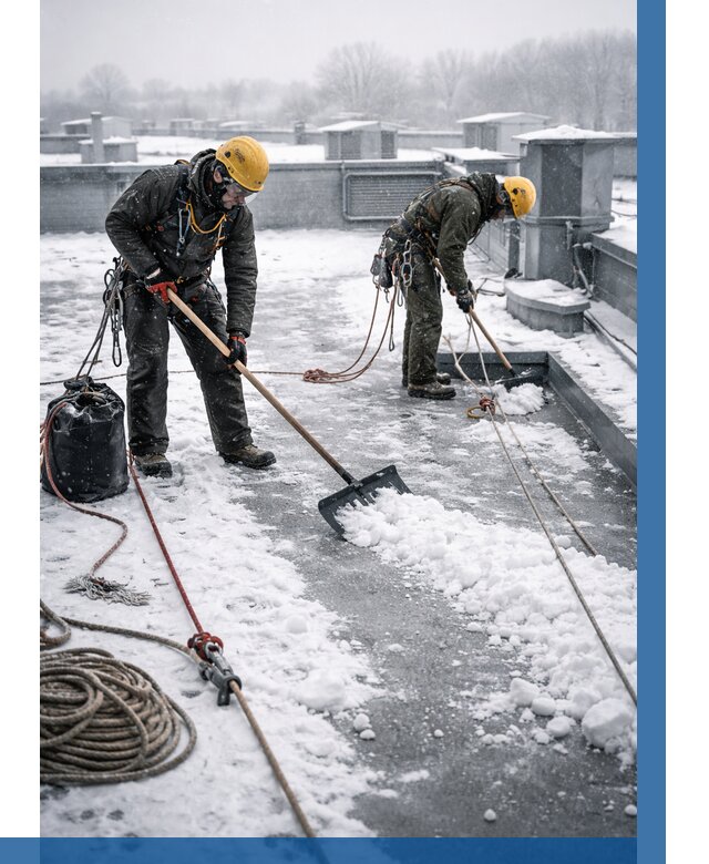 Очистка крыши от снега в Климовске от 7596 р. | ВЫСОТНИК-Клс