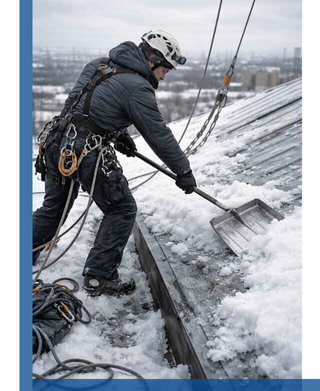 Профессиональная очистка кровли от снега и наледи в Климовске
