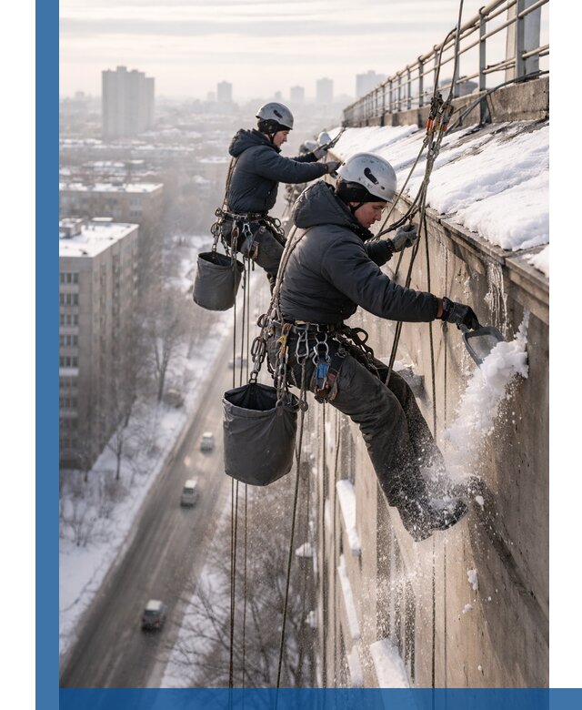 Очистка карнизов от снега в Климовске профессионально и безопасно