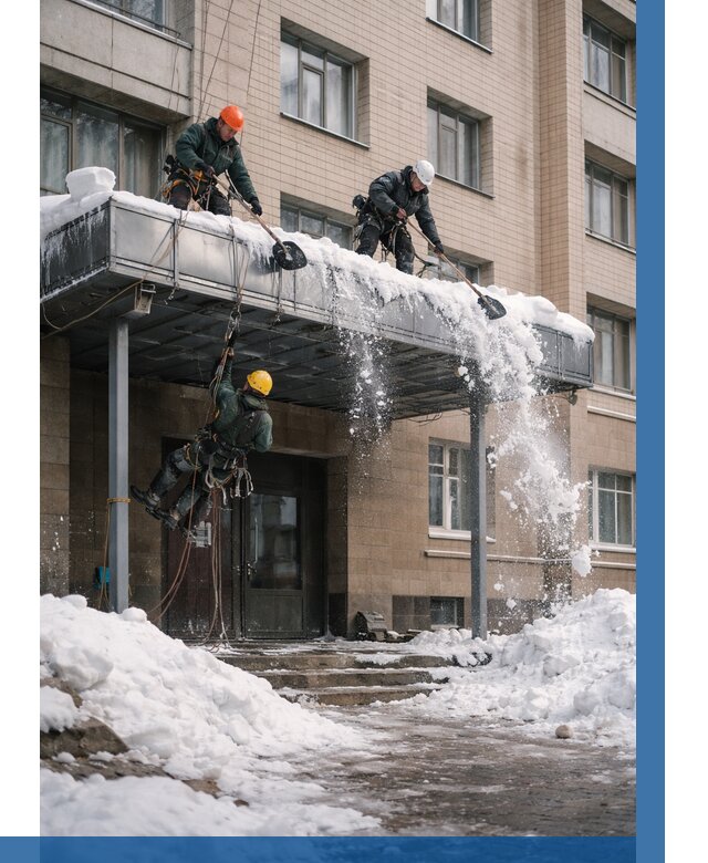 Очистка козырьков от снега в Климовске от 3545 р. | ВЫСОТНИК-Клс