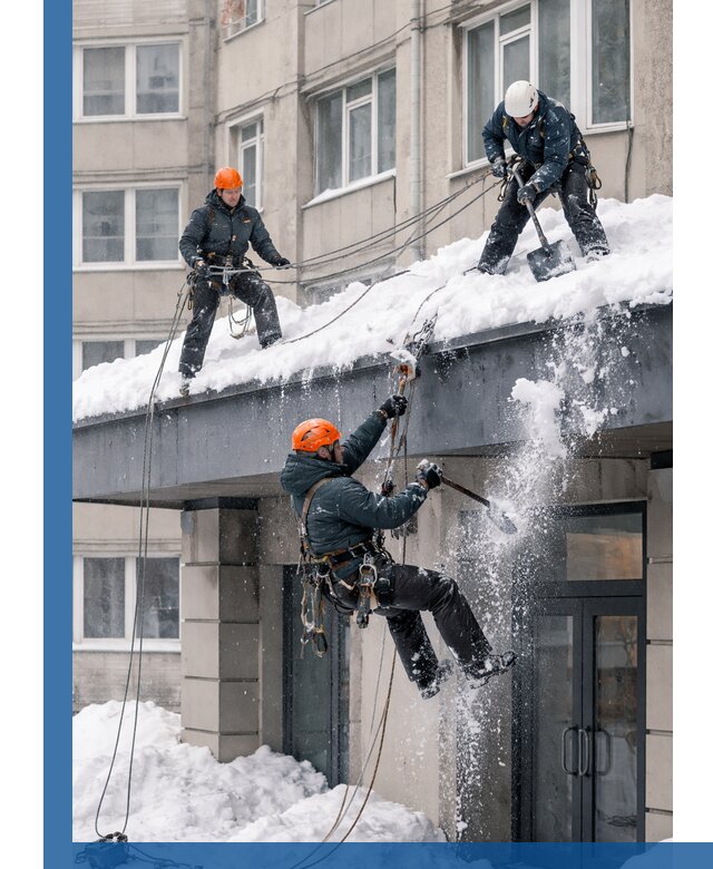 Безопасная очистка навесов от снега в Климовске круглогодично