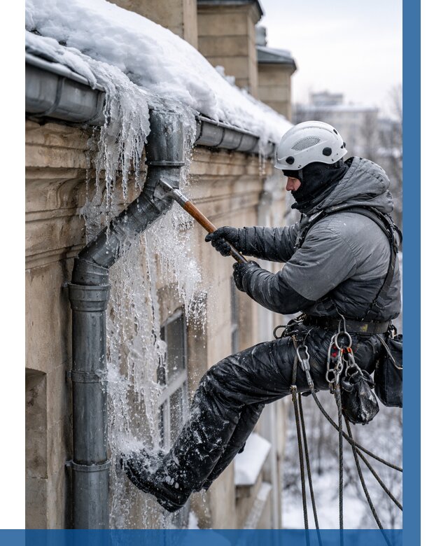 Очистка водостоков от льда в Климовске от 3545 р. | ВЫСОТНИК-Клс