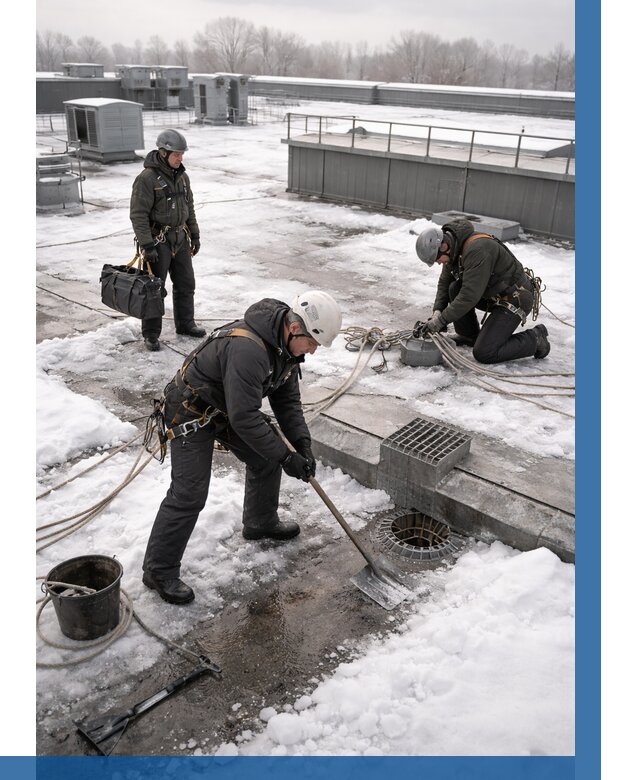 Абонентское обслуживание кровли зимой в Климовске от 8102 р. | ВЫСОТНИК-Клс