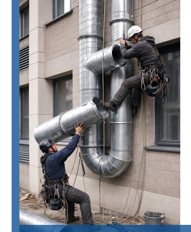 Монтаж фасадных воздуховодов в Климовске с герметизацией и крепежом
