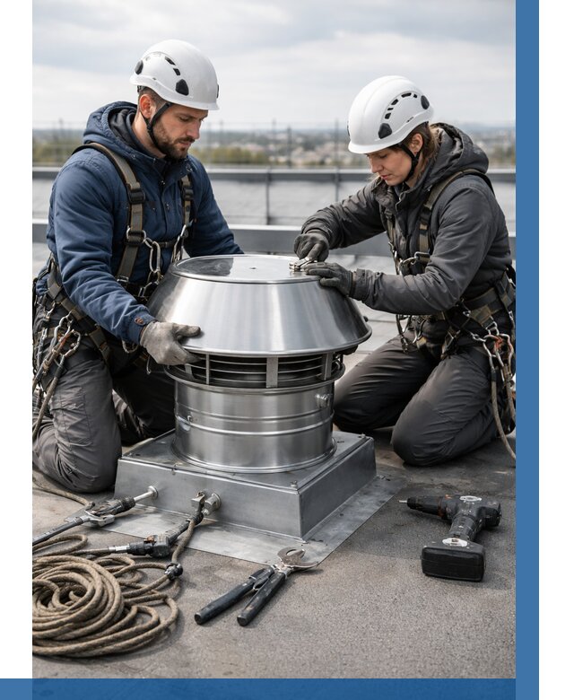 Установка дефлекторов на кровле в Климовске от 4558 р. | ВЫСОТНИК-Клс