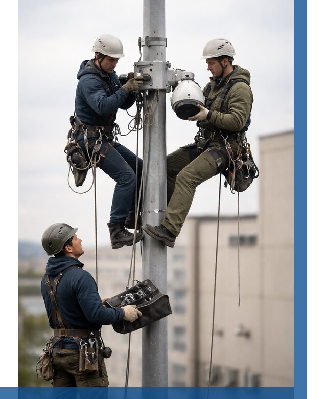 Установка видеокамер на мачте в Климовске от 8609 р. | ВЫСОТНИК-Клс