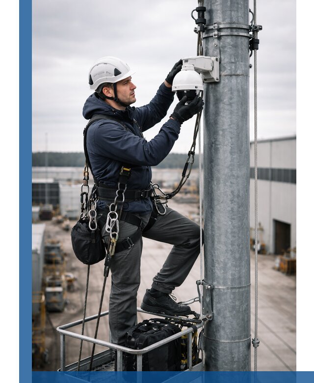 Профессиональная установка видеокамер на мачте в Климовске