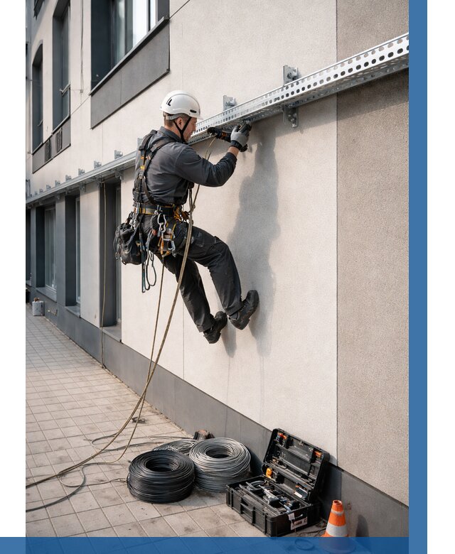 Монтаж кабельных лотков на фасаде в Климовске от 1215 р. | ВЫСОТНИК-Клс