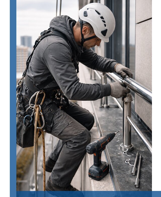 Монтаж ограждений на высоте в Климовске для зданий и конструкций