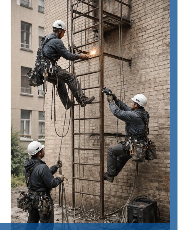 Ремонт пожарной лестницы в Климовске от 7596 р. | ВЫСОТНИК-Клс