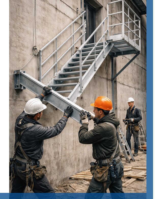 Монтаж металлических лестниц в Климовске от 15192 р. | ВЫСОТНИК-Клс