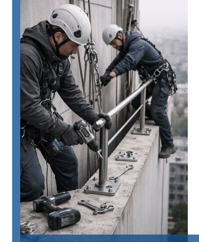 Монтаж перил на высоте в Климовске для жилых и промобъектов